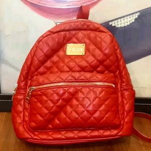 Bebe Backpack Bag Red Quilted